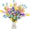 Easter Decorations, 6 Pcs Easter Picks with Colorful Eggs and Berries, Easter Eggs Blossom Branches for Easter Decor, Artificial Flower Arrangement, Easter Table Centerpieces